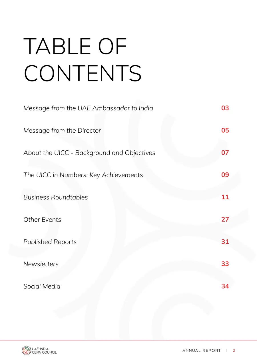 Annual Report 2024, page 2: the table of contents.