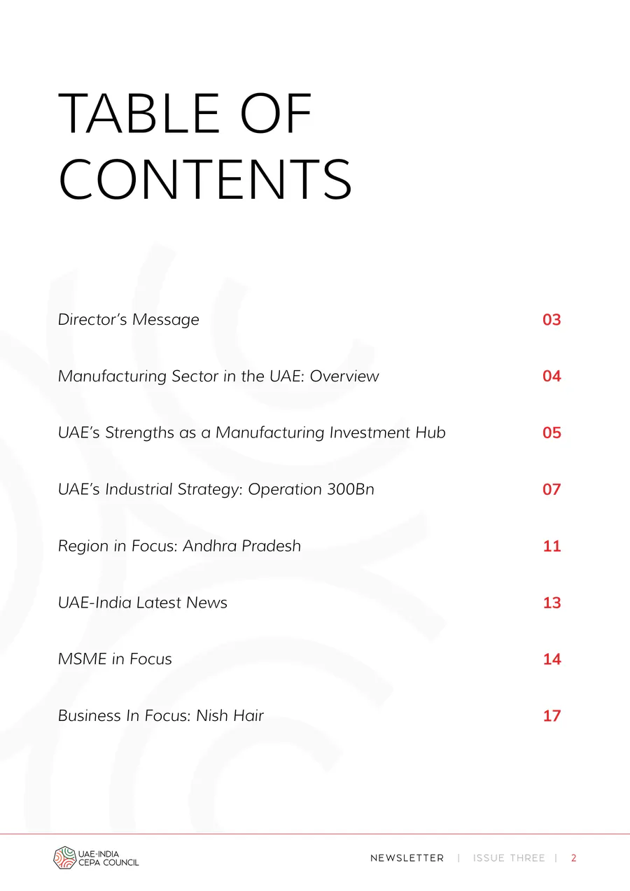 Newsletter, Issue Three, page 2: the table of contents.